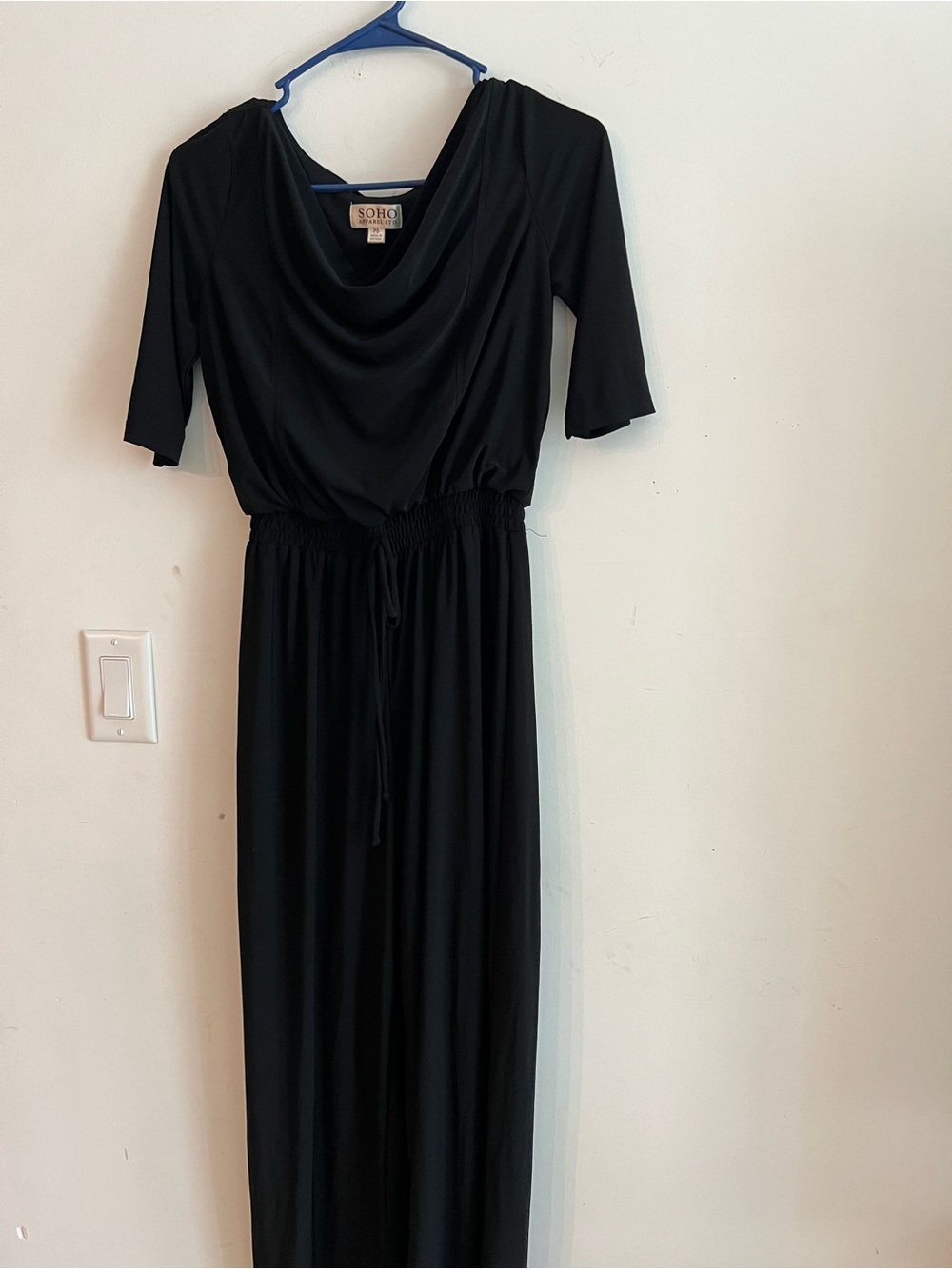 SOHO Apparel Ltd Black Wide Leg Jumpsuit – Women’s PS Elegant Draped Neck